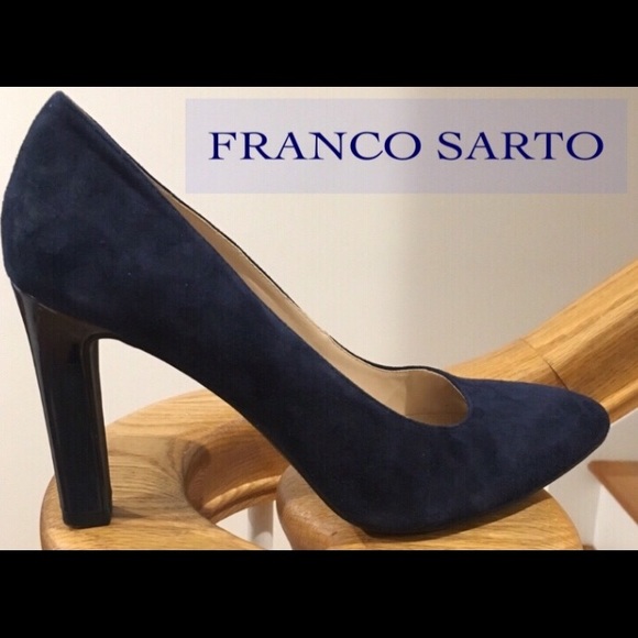 Franco Sarto Shoes - Franco Sarto Suede Blue Tawny Pumps Patent Heel 8M